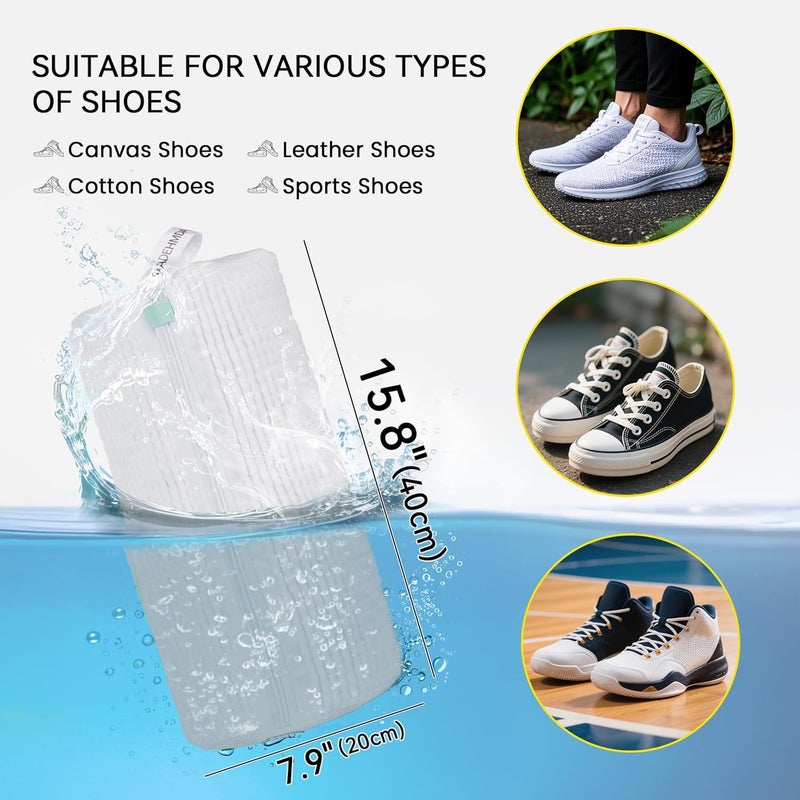 ADEHMDA 2Pcs Shoe Washing Machine Bag, Sneaker Laundry Bag for Washing Machine, Extra Long and Thick Microfibre Fluff, Reusable for Washer and Dryer (2pcs, White) - Image 2